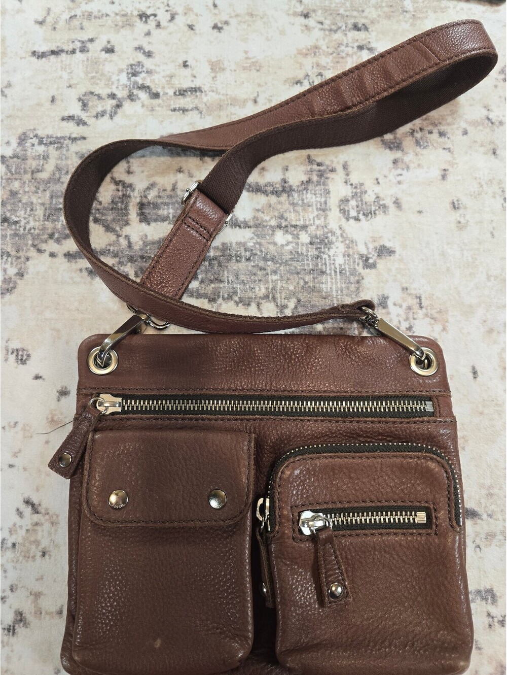 Fossil brown leather crossbody bag
